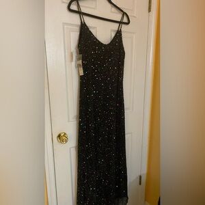 Papell Boutique Black Sequin maxi dress